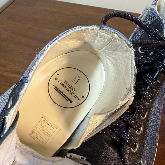 PRIMABASE Forma Women's High Top Silver Sequin Leather Sneakers Size 7.5 - Picture 12 of 12